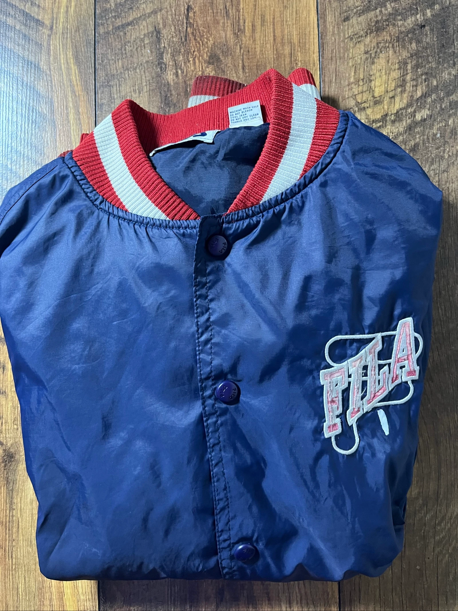 Navy blue teddy jacket with snap closure - Fila - size M - satisfactory – photo 17
